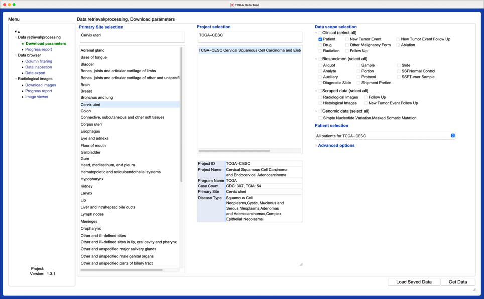 TCGA user interface