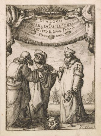 frontispiece to Galileo's Dialogue Concerning the Two Chief World Systems, Ptolemaic & Copernican