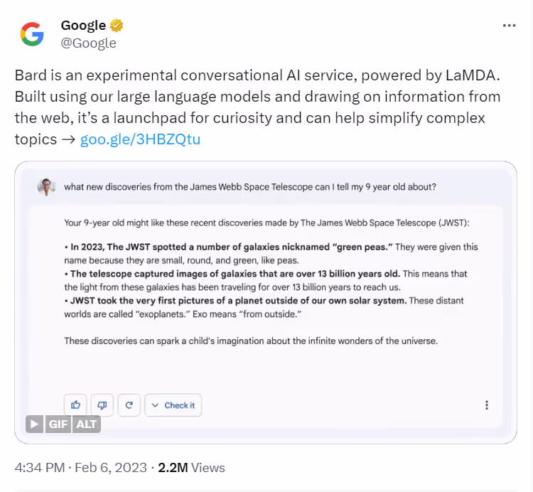 Google Bard Makes Error on First Public Demo