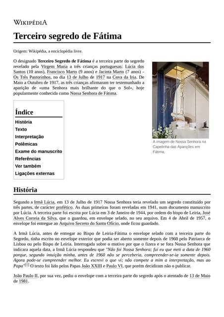 TERCEIRO SEGREDO DE FATIMA 13 agosto 1917-FATIMA