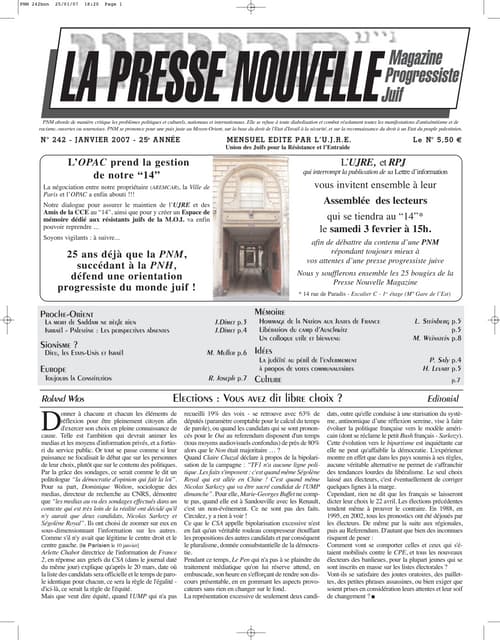 La Presse Nouvelle Magazine 242 janvier 2007