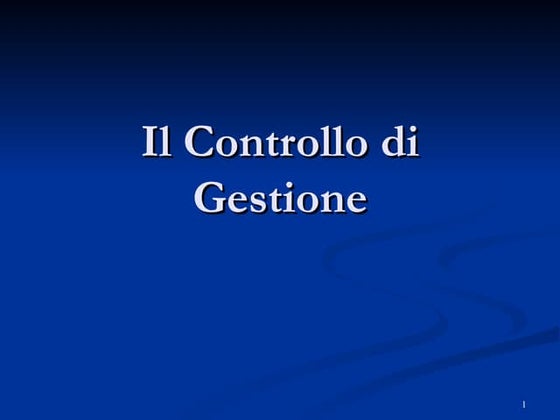 3   il controllo di gestione