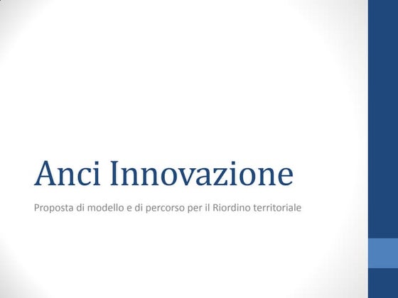 Anci innovazione e riordino