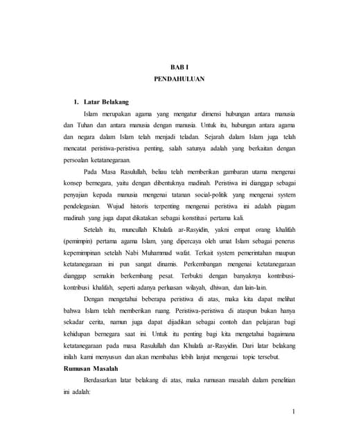 Sistem Pemerintahan Pada Masa Rasulullah SAW dan Khulafaur Rasyidin