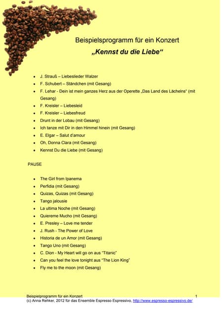 Beispielprogramm konzert kennst du die liebe