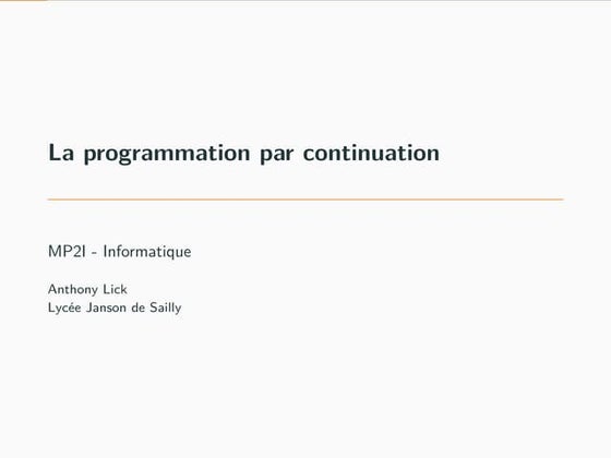 PROGRAMMATION PAR CONTINUATION INFORMATIQUE