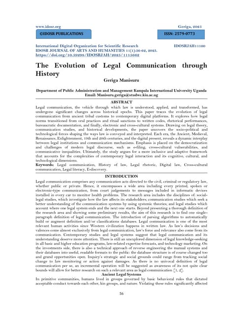 The Evolution of Legal Communication through History (www.kiu.ac.ug)