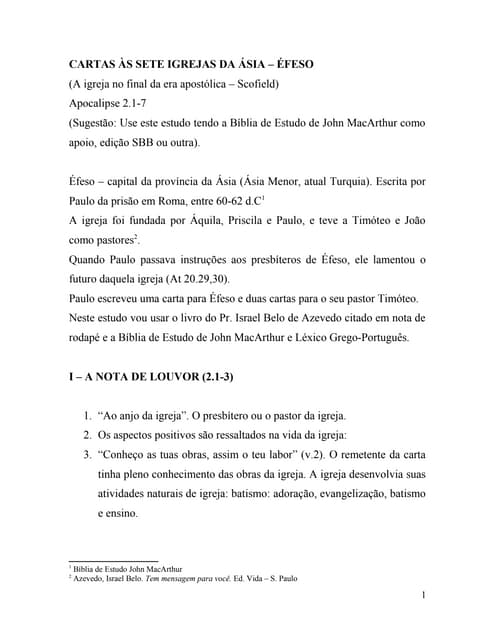 Cartas às sete igrejas da Ásia - Éfeso