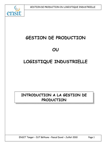 Cours gestion de production ensit dp