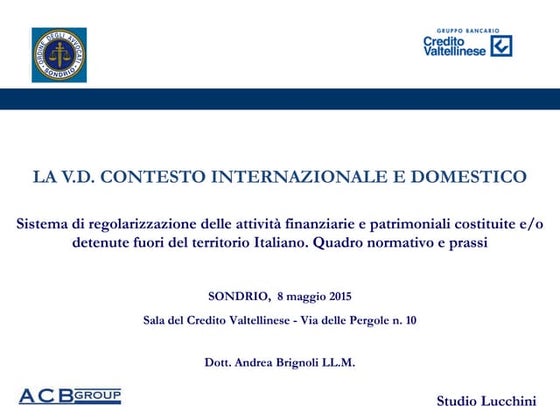 Presentazione VD BRIGNOLI Maggio Ordine Avvocati Sondrio DEF