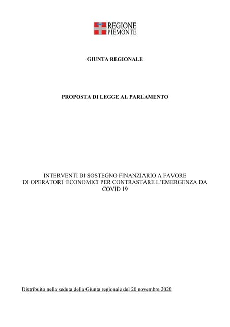 Proposta di legge al parlamento interventi di sostegno finanziario a favore  ...