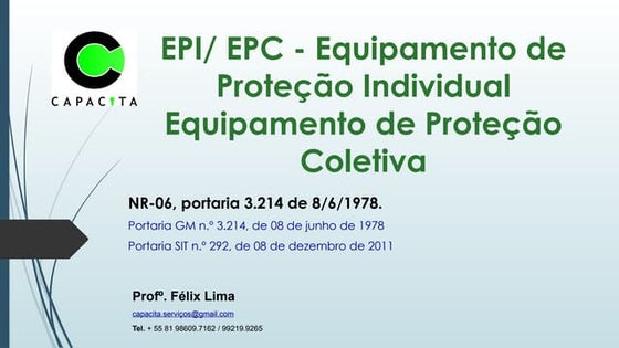 APRESENTAÇÃO SOBRE O USO CORRETO DO EPI.