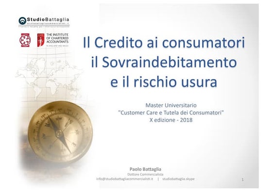 Dispense Master CT IX 2018 - Credito ai consumatori, sovraindebitamento e usu...