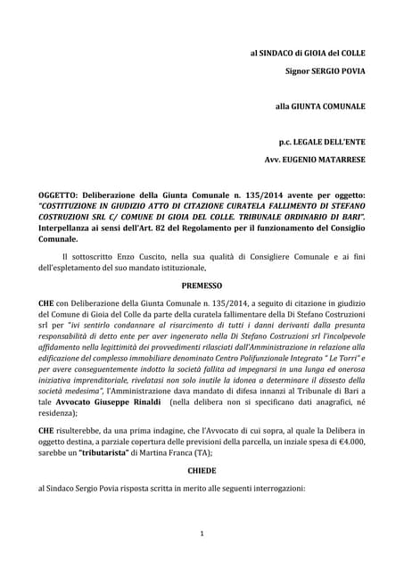 Intepellanza su avv. rinaldi coop