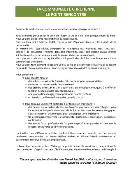 La communauté chrétienne
