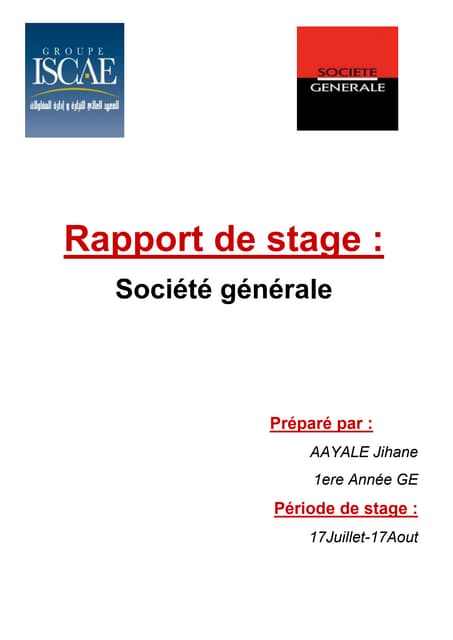 Rapport de stage La société générale marocaine de banques (scmb)