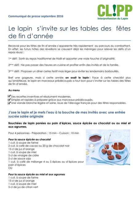 Le lapin  s’invite sur les tables des  fêtes de fin d’année 