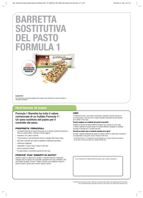 Barretta nutrizionale F1 HERBALIFE