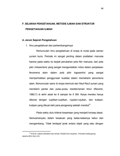 Makalah Sejarah Pengetahuan, Metode Ilmiah dan Struktur