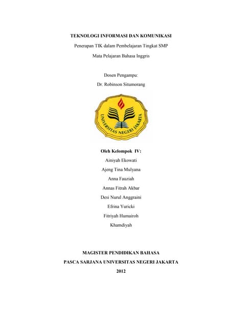 Makalah Penerapan TIK dalam Pembelajaran di Sekolah Khamdiyah