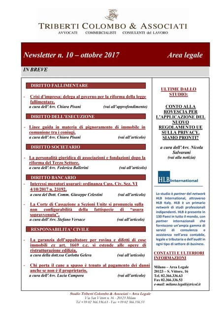Newsletter n. 10 ottobre