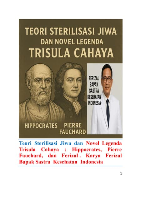 Novel Legenda Trisula Cahaya  : Hippocrates, Pierre Fauchard, dan Ferizal . K...