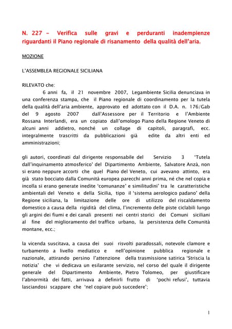 Piano aria regione sicilia interrogazione assemblea regione sicilia novembre ...