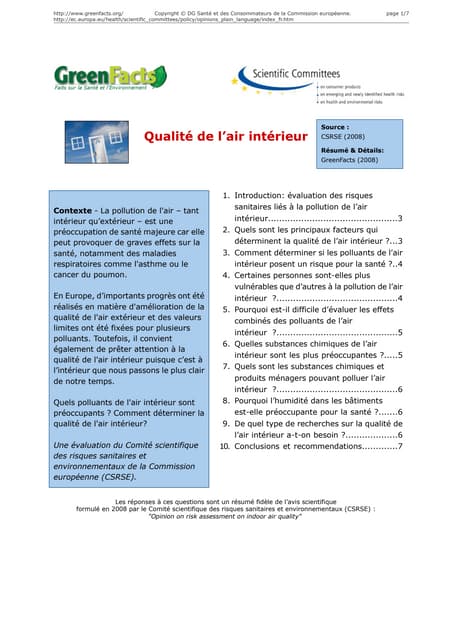 Qualité de l’air intérieur