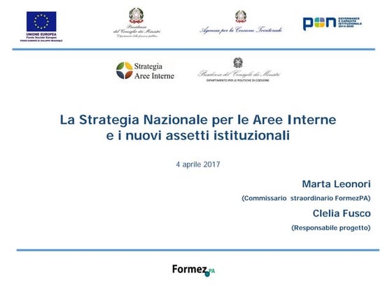 PON Governance - Progetto Strategia nazionale Aree Interne e nuovi assetti is...