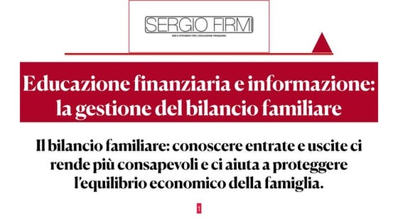 Presentazione su educazione finanziaria e gestione del bilancio familiare