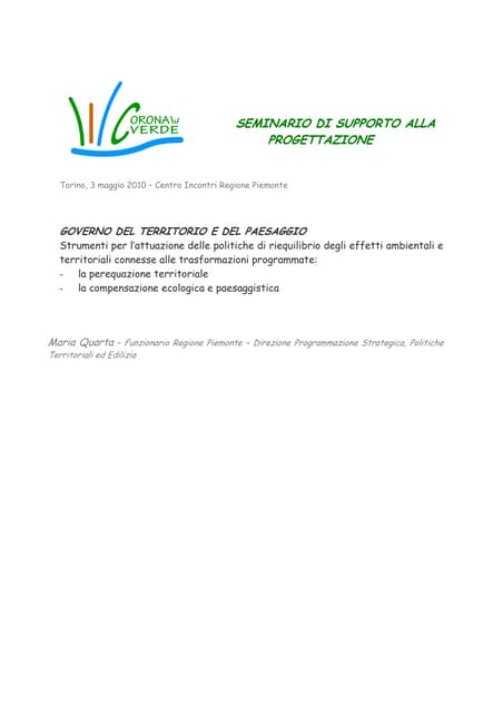 Progetto corona verde   governo del territorio e del paesa…