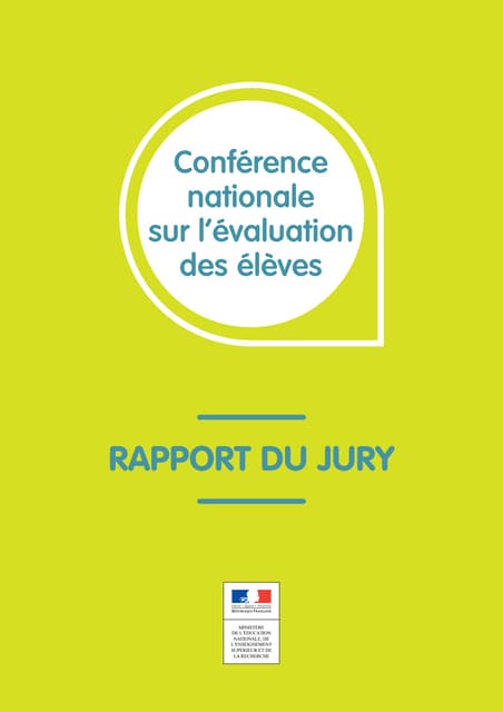 Conférence national sur l'évaluation des élèves - Rapport du jury