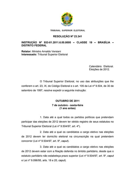 Resolucao  23341  eleitoral   eleicoes 2012