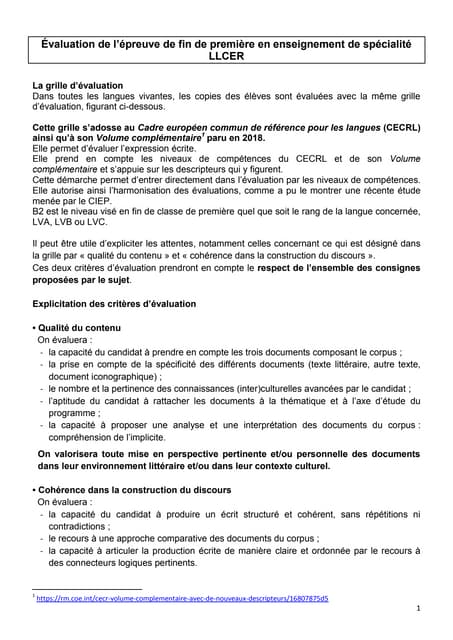 Grille d'évaluation