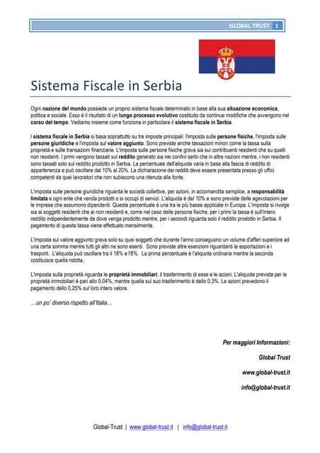 Serbia  il sistema fiscale 