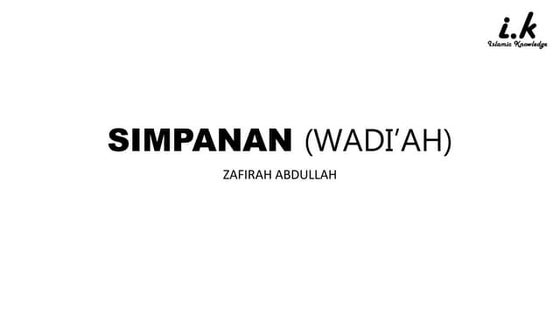 Simpanan (Wadi'ah)