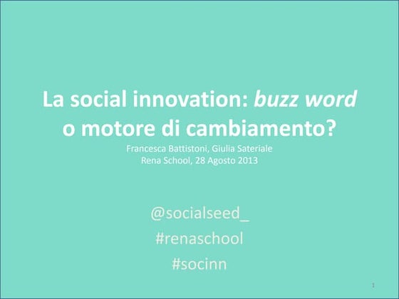 Introduction to social innovation
