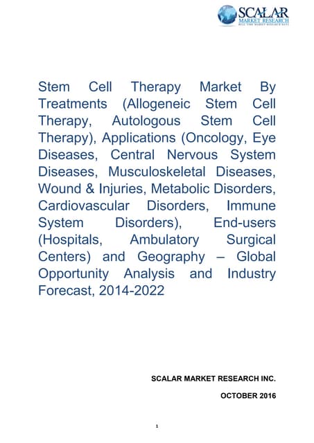 Stem cell therpay market global revenue, trends, growth, share, size and fore...