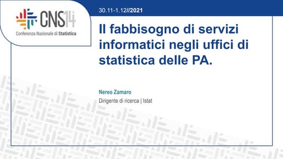 14a Conferenza Nazionale di Statistica