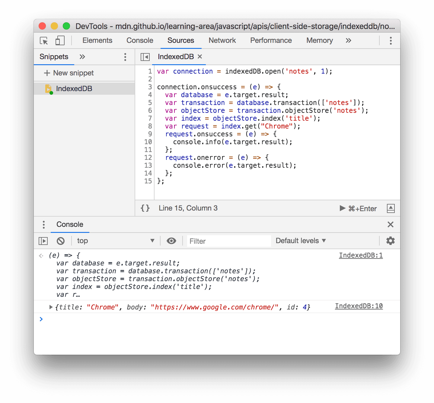 Een fragment gebruiken om te interacteren met IndexedDB