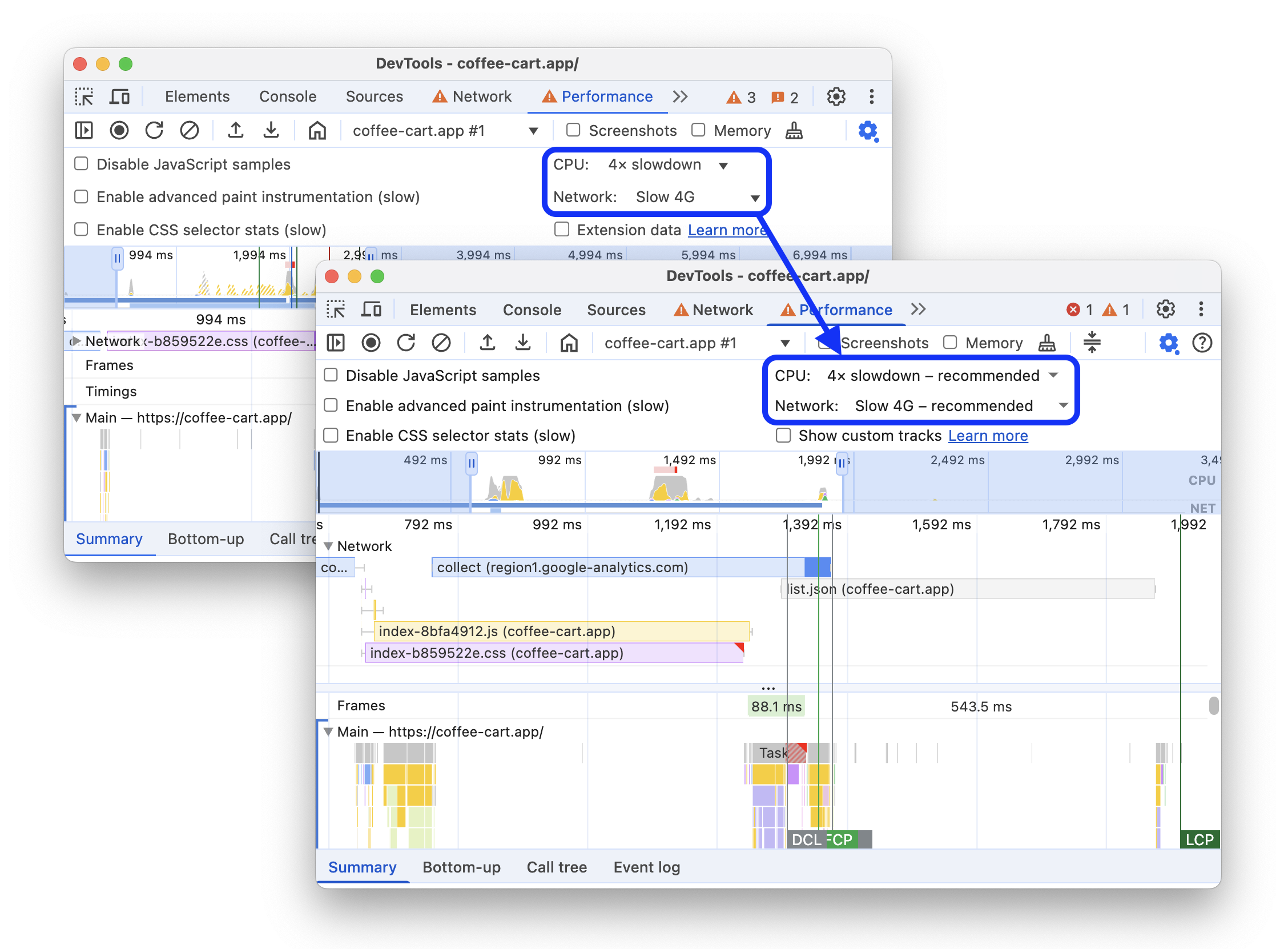 Prima e dopo l&#39;aggiunta dei consigli di limitazione ai menu delle impostazioni.