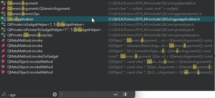 List of files matching the locator filter