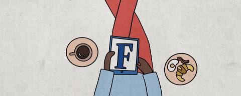 Ilustração de uso geral leitor assine folha jornal mídias sociais computador home office