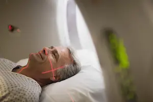 Person going into brain scanner