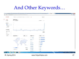 IR, Spring 2014 www.Vidyarthiplus.com 27
And Other Keywords…
 