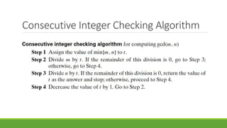 Consecutive Integer Checking Algorithm
 