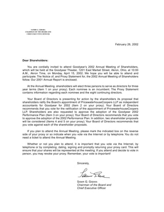 goodyear Proxy Statement 2002