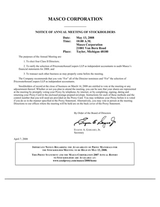 masco Proxy Statements 2008 