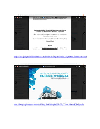 https://docs.google.com/document/d/1ALKv8mwllVo0qVQJ8MDczaZJ0LjR18hODs3RHbFbJSU/edit
https://docs.google.com/document/d/1lk1kty5P-XQ8iMg8aPGJzK5q5YxecsL68Y-m4ORv1ps/edit
 