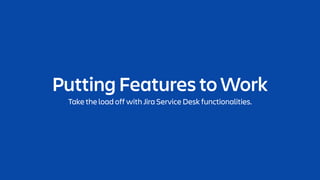 Putting Features to Work
Take the load off with Jira Service Desk functionalities.
 